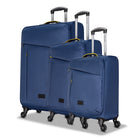 Club Rochelier 3-Piece Softside Luggage Set - Navy & Yellow-Push-button telescopic handle system