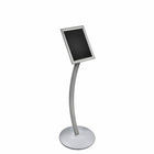 Azar Displays Frame Floor Display on Curved Stand, 8.5" x 11" (300235-SLV)-Floor Display