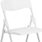 Flash Furniture HERCULES Series 880 lb. Capacity Heavy Duty White Plastic Folding Chair with Built-in Ganging Brackets-Contoured Back and Seat