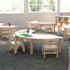 Flash Furniture Bright Beginnings Commercial Grade Wooden Half Circle Preschool Classroom Activity Table-Accommodates up to 3 Children