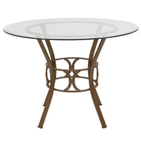Flash Furniture Carlisle 42" Round Glass Dining Table with Matte Gold Metal Frame-Contemporary Style