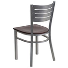 Flash Furniture HERCULES Series Silver Slat Back Metal Restaurant Chair - Mahogany Wood Seat-Mahogany Finished Wood Seat