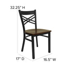 Flash Furniture HERCULES Series Black "X" Back Metal Restaurant Chair - Mahogany Wood Seat-18 Gauge Steel Frame