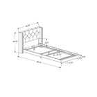 Monarch Specialties 5984T Twin Size Bed - Grey Linen With Chrome Trim-Solid wood black legs for stability