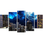 Designart Abstract City at Night 5-Panel Contemporary Canvas Art Print, (PT3069-373)-Print