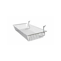 Eddie's Slatwall & Gridwall Wire Basket - 12" W x 24" H x 4" D - Chrome - 3 Pack-Wire Basket for Slatwall and Grirwall