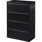Hirsh HL10000 Series 42" Wide Lateral File Cabinet, 4 Drawer, Black-Heavy-duty 3-piece, ball-bearing slide suspension for drawers that glide smoothly
