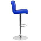Flash Furniture Contemporary Blue Vinyl Adjustable Height Barstool with Rolled Seat & Chrome Base-Blue Vinyl Upholstery