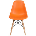 Flash Furniture Plastic Chair with Wood Base, Orange, 2 Pack-Accent side chair with Transparent Crystal Finish