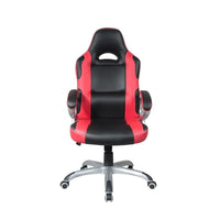 TygerClaw Executive High Back Gaming Style Chair, Fixed Arms, Black/Red (TYFC210028)-Upholstered in soft and durable Smooth Black PolyUrethane(PU) & PolyVinyl Chloride(PVC) Leather