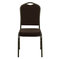 Flash Furniture HERCULES Series Crown Back Stacking Banquet Chair in Brown Patterned Fabric - Gold Vein Frame-Multipurpose Banquet Chair