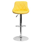 Flash Furniture Contemporary Yellow Vinyl Bucket Seat Adjustable Height Barstool with Diamond Pattern Back & Chrome Base-Contemporary Style Stool