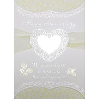 Rosedale 5-1/2" x 8" Happy Anniversary Greeting Cards And Envelopes, 6 Pack (19630)-Printed on premium uncoated card stock