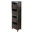 Winsome 5-Tier Shelf with 4 Small Baskets, Espresso-Terrace Storage Shelf / Bookcase Collection is perfect to use alone or pair with baskets and create a place for your goodies.