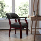 Flash Furniture Black Top Grain Leather Conference Chair with Accent Nail Trim-Brass Nailhead Trim