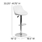 Flash Furniture Contemporary Vinyl Bucket Seat Adjustable Height Barstool with Diamond Pattern Back & Chrome Base - White-Height Adjustable Seat with Gas Lift