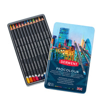 Derwent Metal Tin Procolour Pencils - 12 Pack-Procolour pencils have a strong and smooth richly coloured core which maintains a sharp point for detailed drawing