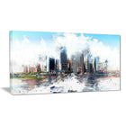 Designart Backside Cityscape Canvas Art Print, 4 Panels, (PT3314-32-16)-Print