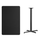 Flash Furniture 30'' x 48'' Rectangular Laminate Table Top, Black with 22'' x 30'' Bar-Height Table Base (XUBK3048T2230B)-Top Size: 30"W x 48"L