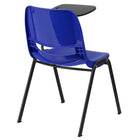 Flash Furniture Blue Ergonomic Shell Chair with Left Handed Flip-Up Tablet Arm-Ergonomically Contoured Design with Blue Plastic Back and Seat