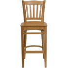Flash Furniture HERCULES Vertical Slat Back Natural Wood Restaurant Barstools - 2 Pack-Set of 2 Wood Dining Bar Stools