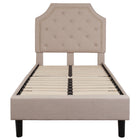 Flash Furniture Brighton Twin Size Tufted Upholstered Platform Bed - Beige Fabric-Platform Bed