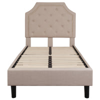 Flash Furniture Brighton Twin Size Tufted Upholstered Platform Bed - Beige Fabric-Platform Bed
