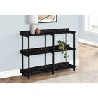 Monarch Specialties 2220 48"L Accent Table - Black Marble/Black Metal Console-3 identical shelves providing a symmetrical display piece