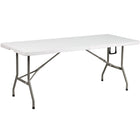 Flash Furniture 30"W x 72"L Bi-Fold Granite Plastic Banquet & Event Folding Table with Carrying Handle - White-Ready To Use Commercial Table