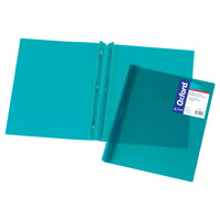 Oxford 3-Prong Fastener Translucent Poly Report Cover - Green-Metal Fasteners hold 3-hole punched letter size paper