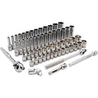 Dynamic Tools 3/8" Drive 60 Piece 6 Point, Standard/Deep, SAE/Metric Socket Set, 1/4" - 1", 6mm - 20mm-Contains: 13 Standard SAE Sockets: 1/4", 5/16", 3/8", 7/16", 1/2", 9/16", 5/8", 11/16", 3/4", 13/16", 7/8", 15/16", 1", 13 Deep SAE Sockets: 1/4", 5/16", 3/8", 7/16", 1/2", 9/16", 5/8", 11/16", 3/4", 13/16", 7/8", 15/16", 1", 14 Standard Metric Sockets: 6, 7, 8, 9, 10, 11, 12, 13, 14, 15, 16, 17, 18, 19mm, 15 Deep Metric Sockets: 6, 7, 8, 9, 10, 11, 12, 13, 14, 15, 16, 17, 18, 19, 20mm, 3" Extension, 6" Ex