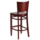 Flash Furniture Lacey Series Solid Back Mahogany Wood Restaurant Barstool-.625" Thick Beechwood Seat