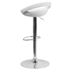 Flash Furniture Contemporary Plastic Adjustable Height Barstool with Rounded Cutout Back & Chrome Base - White-Swivel Seat
