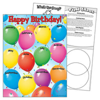 TREND enterprises, Inc. Happy Birthday Learning Chart, 17" x 22"-Size: 17" x 22"