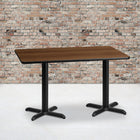 Flash Furniture 30'' x 60'' Rectangular Laminate Table Top, Walnut with 22'' x 22'' Table-Height Bases (XUWA3060T2222)-Top Size: 30"W x 60"L
