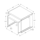 Monarch Specialties 3053 Nesting Table - Dark Taupe/Tempered Glass - 2 Pack-Assembly required