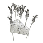 Elegance Set of 8 Silver Mouse Cheese Picks with Crystal-Made of silver plated material