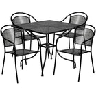 Flash Furniture 35.5" Square Curved Back Black Patio Table Set, 4 Chairs (CO35SQ03CHR4BK)-35.5" Square Indoor-Outdoor Steel Patio Table Set with 4 Round Back Chairs