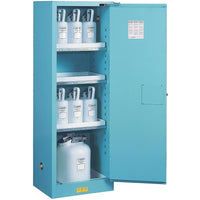 Justrite Sure-Grip Ex Acid/Corrosive Storage Cabinets, 1 Door, Manual, Slimline, ": 23" x 18X 65"-Poly liners on shelves and poly sump liner are removable for easy cleaning