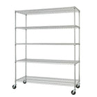 TRINITY 5-Tier Wire Shelving Rack with Wheels, Chrome (TBFC-0904)-Shelves adjustable in 1" increments
