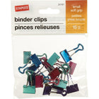 Staples SoftGrip Binder Clips - Small 3/4" - Assorted Metallic Colours - 15 Pack-Rubberized grip