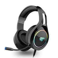 Havit H2232D LED Lighting 3.5mm and USB, 50mm Drive Gaming Headset, Black-3.5mm Headset