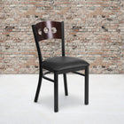 Flash Furniture HERCULES Series Black 3 Circle Back Metal Restaurant Chair - Walnut Wood Back, Black Vinyl Seat-2.5" Thick Foam Padded Seat