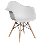Flash Furniture Alonza Series Plastic Chair with Wooden Legs - White-White Plastic Finish
