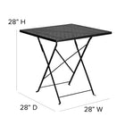 Flash Furniture 28" Square Black Indoor-Outdoor Steel Folding Patio Table-1" Edge Top