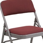 Flash Furniture HERCULES Series Curved Triple Braced & Double-Hinged Burgundy Patterned Fabric Metal Folding Chair-Curved Triple Braced Frame