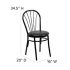 Flash Furniture HERCULES Series Fan Back Metal Chair - Black Vinyl Seat-Curved Support Bars