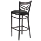 Flash Furniture HERCULES Series Clear Coated "X" Back Metal Restaurant Barstool - Black Vinyl Seat-Black Vinyl Upholstered Seat