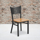 Flash Furniture HERCULES Series Black Coffee Back Metal Restaurant Chair - Natural Wood Seat-.625'' Thick Plywood Seat