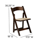 Flash Furniture HERCULES Fruitwood Wood Folding Chair with Vinyl Padded Seat - 4 Pack-Beige Vinyl Padded Upholstered Seat